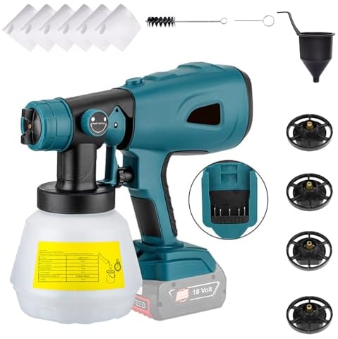 Shkalacar Akku Farbsprühsystem, Farbspritzgerät mit 1000ml Behälter, Hand Lackierpistole kompatibel mit Bosch 20V Max Akku, für Möbel/Schränke (Akku Nicht im Lieferumfang enthalten)