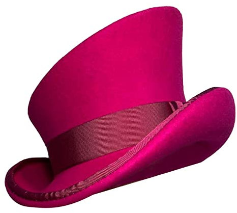Asymmetrischer Zylinder, Wollhut, Damen, Herren, Unisex, Steam Punk, Hut, modischer Schleife, dekorativer Hut, Wollhut mit Ohren, hot pink, Einheitsgröße