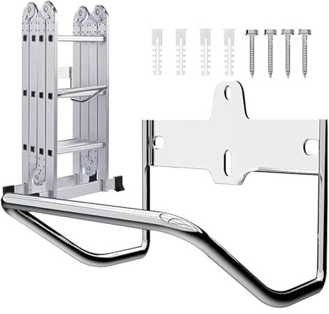 Wall Mount Ladder Hanger Ladder Rack Wall Mount Heavy Duty Garage Hooks Garage Organizer Rack Multifunctional Ladder Holder Stainless Steel Garage Hook Garden Tool Wall Rack Garage Storage Hooks Ladde