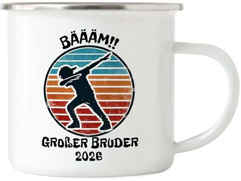 Hey!Print Bääm! Großer Bruder 2026 Emaille Tasse Ankündigung Dab Geburt Nachwuchs Schwangerschaft