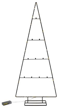 LED Metall Tannenbaum schwarz mit 10 Kugelhaken - 80 cm - Deko Ständer für Zierschmuck Batterie betrieben - Advent Weihnachts Dekoration