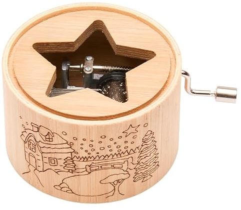 Spieluhr aus Bambus mit dem Weihnachtslied: Leise rieselt der Schnee - music box von Kurbelwerk green-line, Christmas-Edition, Motiv
