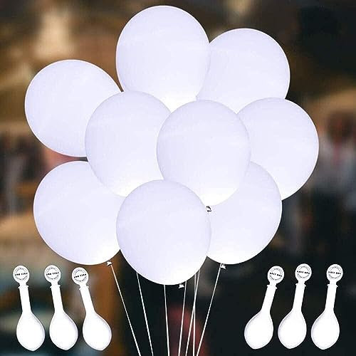 40 palloncini a LED, luci lampeggianti, 10-24 ore, per feste scure, compleanni, decorazioni natalizie, riempibili con elio e aria (bianco)