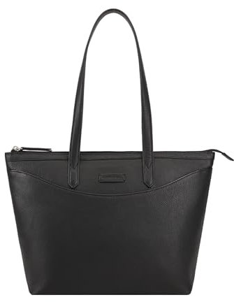 Lloyd Baker London – GLOSHI Leder Tote Bag – Klassisches modernes Design für Damen aus 100% echtem Vollnarbenleder mit durchgehendem Reißverschluss, Schwarz , Medium