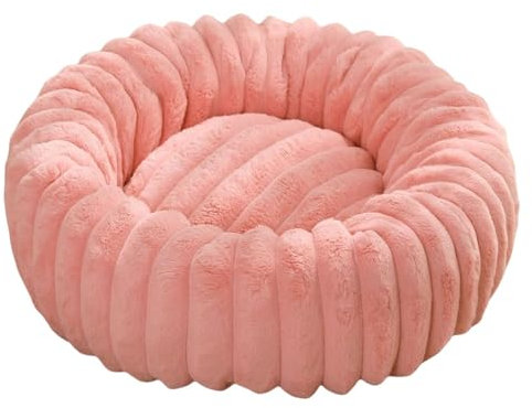 JTBDWOSK Rose,80CM, Douillet lit de Chien Rond Coussin pour Chien Moelleux lit de Chat Lavable Hundedekorb Doudou lit de Chien pour Chiens de Taille Moyenne et Petits