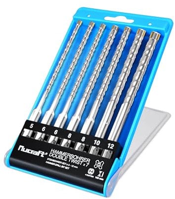Nucraft Betonbohrer Set 7-tlg SDS-Plus 160mm– 4-Schneiden Industriequalität,mit Multi-KVS-Helixnut, Hartmetallschneide –Industriequalität, für Beton, Granit & Stein