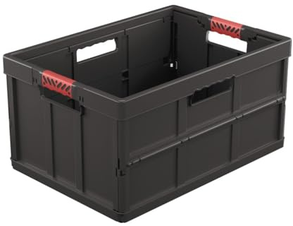 keeeper benno Stabile Profi-Klappbox mit Softgriffen, 45 l, Bis 50 kg Tragkraft, Lebensmittelecht, 54 x 37 x 27,5 cm, 45 l, Graphite