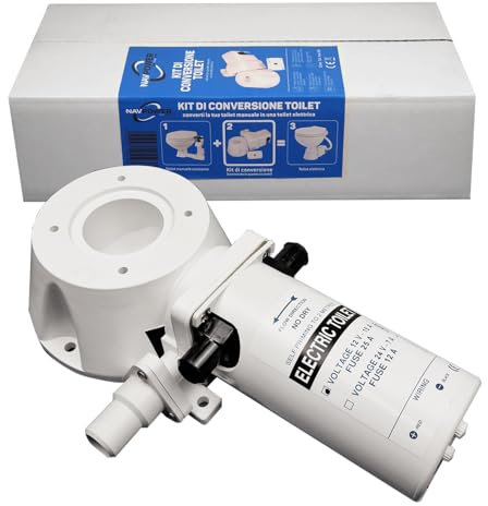 Navpower - Kit de transformación para inodoros universales de 12 V – Kit de conversión de inodoro de manual a eléctrico horrizontal – Barco, caravana, caravana – Compatible con Jabsco TMC Ocean
