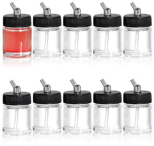 Langlengtec Glass Airbrush Paint Storage Jars & Bottles - Transparent, Leak-proof Containers for Paints, Solvents and Art Accessories