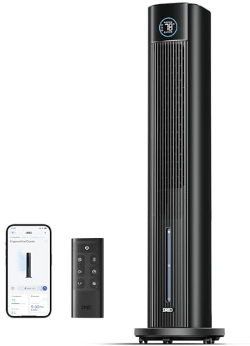 Dreo Ventilateur tour pour chambre à coucher, ventilateurs de refroidissement de 109,2 cm qui soufflent de l'air froid 2025, refroidisseur d'air par évaporation, ventilateur de sol silencieux