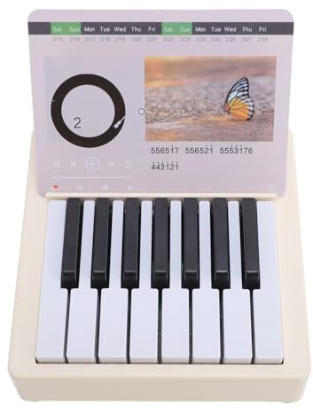 CHICIRIS Mini Klavierkalender Spielbarer Musikdesk Ornament mit Berühmten Songs USB Powered Compact Piano für Büroschreibtisch Musikliebhaber (WHITE)