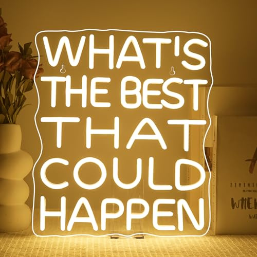 SIGNSHIP What’s The Best That Could Happen Neon Schild Led Schild Dimmbar für Deko Brief Led Schriftzug Leuchtschilder Wand Dekor für Mädchenzimmer,Wohnzimmer,Joga,Hochzeit,Vorschlagen,Studio