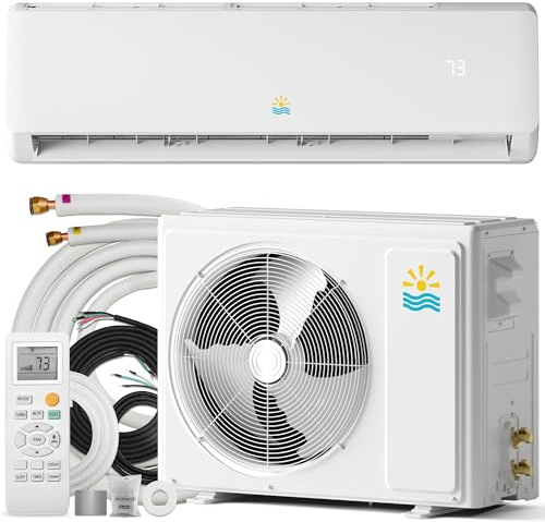Mini Split AC/Heating System - 18000 BTU Mini Split AC Unit Inverter Heating and Cooling, 19 SEER2 230V Energy Efficient Ductless Air Conditioner Up to 1250sq.ft, Pre-charged System, Installation Kit