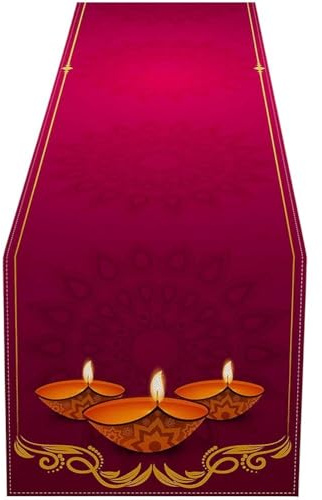 HiyyFloy Diwali-Party-tischläufer, Happy Diwali-tischdecke, Diwali-küchen-esstisch-Dekoration, Indisches Lichterfest, Diwali-Dekorationen, Partyzubehör