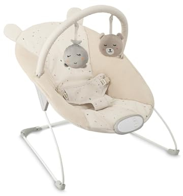 MoMi GLOSSY Babywippe für Babys bis 9 kg, 3-Punkt-Sicherheitsgurt, Metallgestell mit Antirutsch-Füßchen, Gewicht 1,7 kg, Abmessungen 58 x 49 x 53 cm, sensorisches Modul für Kinderförderung