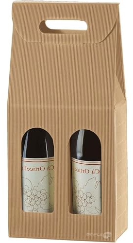 SIMPLETEK - Karton Geschenkbox Verkauf Havanna Für 2 Flaschen Wein Öl Mit Fenster Für Weihnachten Anlässe (1 Stück)
