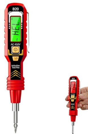 Intelligent Non Contact Voltage Tester,2-In-1 High Torque Strong Magnetic Screwdriver Electricity Detector,Electric Tester Pen with Digital Display,Voltage Pen with Flat &Cross Head Screwdriver,Red