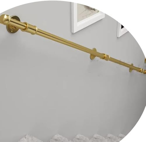ZIUSFAC Industrielle Treppenhandlauf 80cm 120cm 150cm Rundrohr Handlauf Treppe Wandhalterung Stützstange Treppengeländer Geländer Für Treppen Innen Balkon Garage(Gold,4ft/120cm)