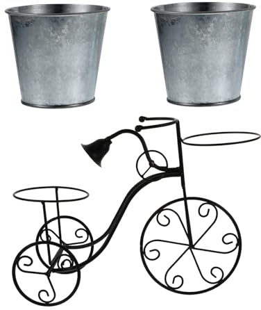 LAPYAPPE Porta Vasi da Esterno Cavalletto Vintage in Ferro a Forma di Bicicletta Nero per Succulente e Fiori, Decorazione Casa Ufficio