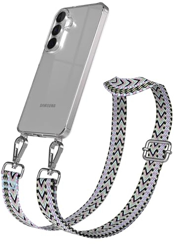 EAZY CASE Handykette - Verstellbares Taschenband kompatibel mit Galaxy S26, Schulterriemen, Handykordel mit Silikon Hülle, Umhängetasche, Lila Grün Silber