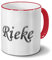 printplanet Tasse mit Namen Rieke - Motiv Chrom-Schriftzug - Namenstasse, Kaffeebecher, Mug, Becher, Kaffeetasse - Farbe Rot