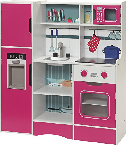 Small Foot- Cocina para Niños, Madera, Color Rosa/Blanco, 87 x 27 x 94 cm (Legler 7808)