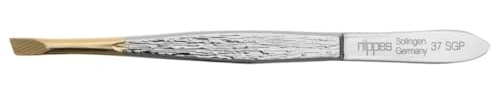 nippes Solingen, Pinzette 37SGP Zum Entfernen feinster Härchen Vernickelter Stahl 9 cm, Spitze vergoldet, 1 stück