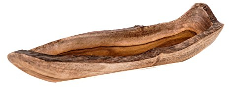 Windalf Natur Holzschale GALINA 35 cm Rustikale Teakholzschale Längliche Holzschale Schlüsselablage Handarbeit Wurzelholz