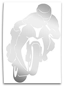 RACEFOXX Motorradfahrer Motorrad Motorradaufkleber Auto Aufkleber Autoaufkleber Sticker (Silber)