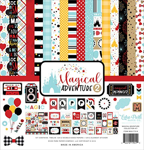 Echo Park Paper Company MAG177016 Collection kits Basteln, Schwarz, Rot, Gelb, Blaugrün, Kraftpapier, 12-x-12-Inch