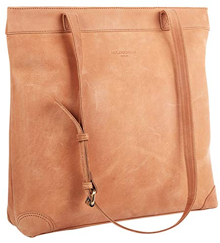 HOLZRICHTER Berlin Shopper No 1-1 (M) camel - Damen Handtasche & Umhängetasche mit Henkel handgefertigt aus Premium-Leder