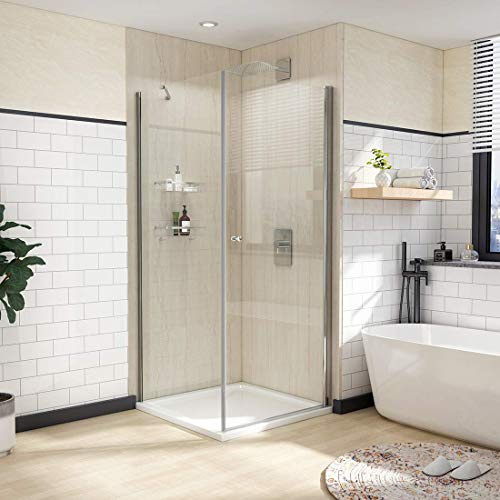 Heilmetz Duschkabine 80x80 cm Duschabtrennung Duschtür Pendeltür mit Seitenwand Dusche Schwingtür Duschwand 6mm Sicherheitsglas mit Nano Beschichtung Höhe 185cm