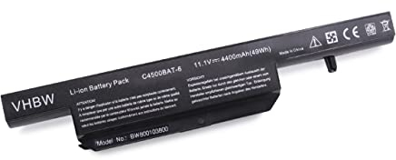 vhbw Akku kompatibel mit Clevo B5130M, B7130, B7110, C4500q, C4501, C4100, C4500, C4800, C4505 Notebook (4400 mAh, 11,1 V, Li-Ion)