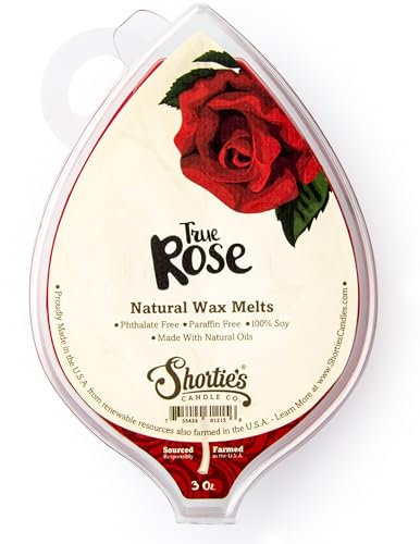 Shortie's Candle Company True Rose Soy Wax Melts - All Natural - Made with Responsibly Sourced Soy and Essential Fragrance Oils - Phthalate & Paraffin Free, Vegan, Non-Toxic