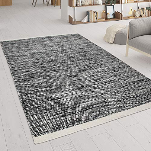 Paco Home Wohnzimmer-Teppich Aus Wolle Und Baumwolle, Handgewebtes Flachgewebe, Braun Weiß, Grösse:80x150 cm