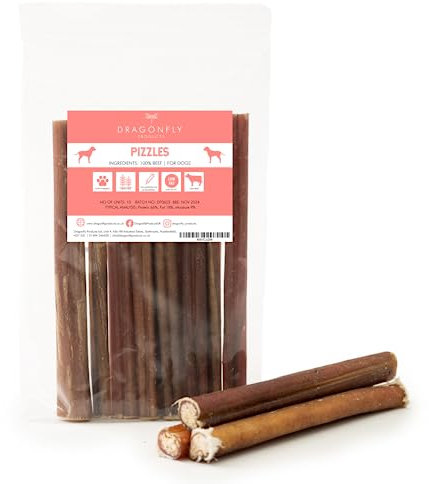 Dragonfly Products 10 pieces Bulls Pizzle Bully Sticks for Dogs & Puppies | Healthy, Natural Dog Treats Chews | Grain Free Treat