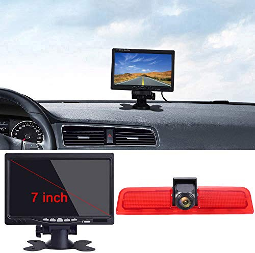 Rückfahrkamera Transporter + 7 Zoll TFT LCD Bildschirm Auto Monitor, Bremsleuchte Auto Dach Rückfahrkamera Set für VW Caddy Life 2K Facelift III Kasten 2KA Kombi Cross Maxi Tdi dritte 3 2003-2014 Bj