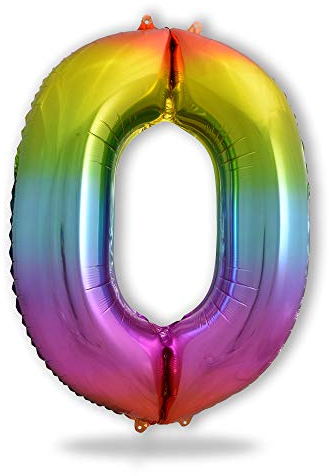 FUNXGO XXL Folien-Ballon 0, Helium-Ballon, Luftballon-Zahl, mehrfarbige Riesen-Ballonzahl, Verstärktes Material, Party-Deko zum runden Geburtstag, Baby, Hochzeit, bunt