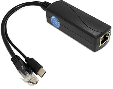 REVODATA Gigabit PoE Splitter Type C 5V/2.4A, 48V PoE vers USB-C 5V/2.4A Sortie, IEEE802.3af/at Standard 10/100/1000Mbps, Adaptateur Répartiteur PoE pour Maison Intelligente/Pi 4B/4B+ (TYPEC0502G)