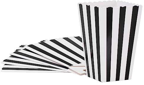 TOYANDONA Gastgeschenke Candy Container Schwarz 24Pcs Popcornboxen Streifenmusterkartons Tragbare Papierbox Popcornbeh?lter Popcornhalter für Tische Liefert Kino (Schwarz) Candy Bar Zubehör