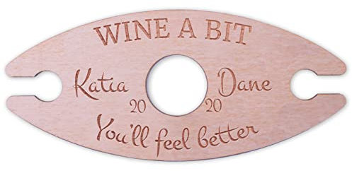 Personalised Wine Butler Bottle and Glass Holder Server Wedding Birthday Gift Wooden
