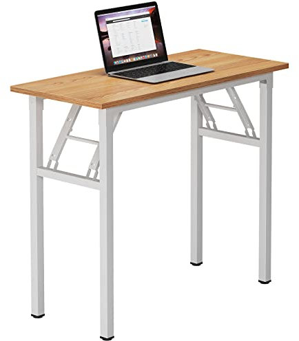 SDHYL Klapptisch, Computertisch, Schreibtisch, Bürotisch, Home-Office-Tisch, Faltbarer Schreibtisch für Home-Office, kleine Räume (Teak/Weiß, 80_x_40cm)
