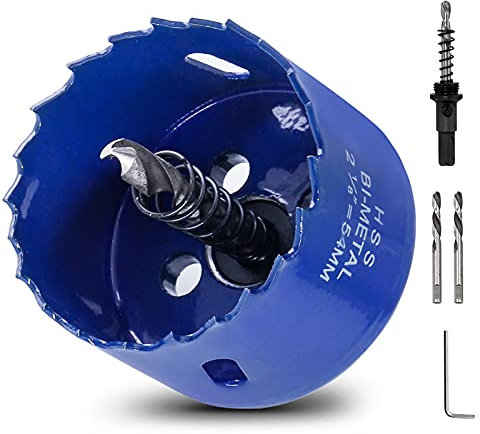Luomorgo 2 1/8 inch 54mm Hole Saw, 1 1/4 inch Cutting Depth HSS Bi-Metal Hole Cutter with Hex Shank Drill Bit Adapter for Wood Cornhole Boards Plastic Drywall Fiberboard