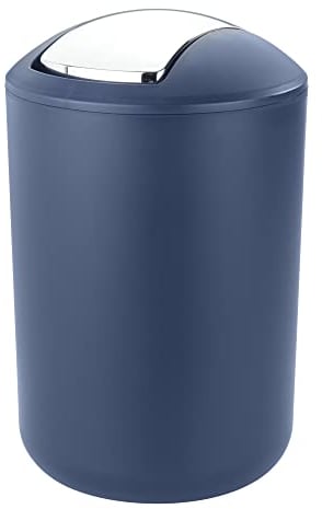 Basera Kosmetikeimer mit Schwingdeckel, Badmülleimer bruchsicher in verschiedenen Farben 6,5 Liter (Blau)