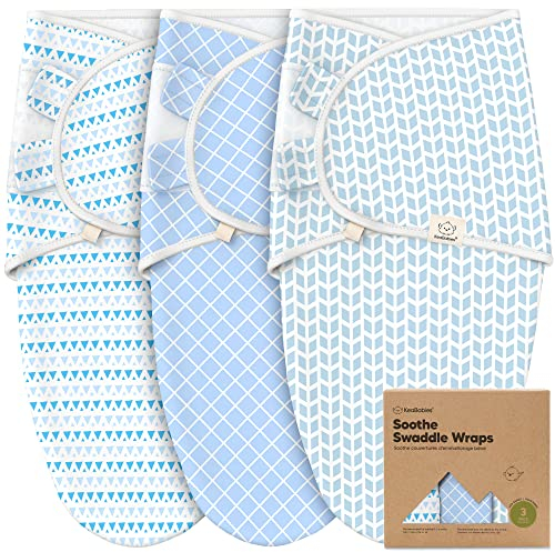 KeaBabies 3-Pack Bio Swaddle Schlafsack Baby - Pucksack Baby 0-3 monate für Neugeborene, Weich und Gemütlich Pucktuch Säuglinge fur Mädchen, Jungen, Babyschlafsack Neugeborene,Atmungsaktiv(Storm)
