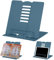 Schreibtisch-Buchständer Metall-Leseablage Buchhalter Verstellbarer Kochbuch-Dokumentenhalter Tragbarer Stabiler Buchständer für Rezepte Lehrbücher Tablet-Musikbücher mit Seitenklammern (Marine Blau)