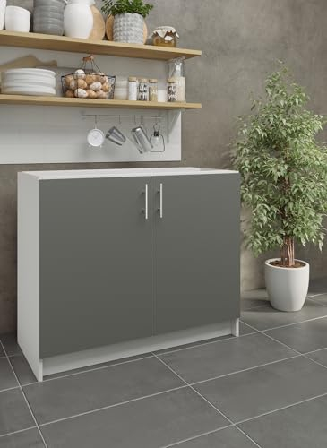 JD Greta Kitchen Base Cabinet – 1000mm – Base Kitchen Unit (Without Worktop) - Grey Matt