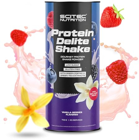 Scitec Nutrition Protein Delite Shake Boisson en poudre protéinée aromatisée avec fruits lyophilisées, L-carnitine, 700 g, Vanille-Fruits des bois