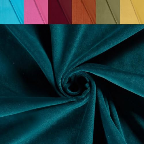 Nicki Stoff Meterware - Samtstoff stretchig - weicher Fleece - Nicky Velour - Nikistoff - Velourstoff - kuschelig weich *Ab 50cm, Farbe: 124 petrol