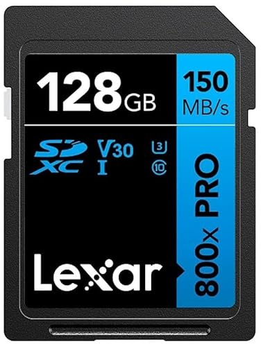 Lexar SDXC High-Performance 128GB 800x UHS-I serie BLUE, Classe 10, U3, V30, per Registrazione video in 4K, Alta velocità di trasferimento, nero/blue